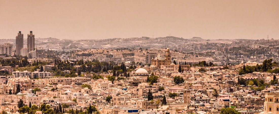 Översiktsbild över Jerusalem, Israel. 