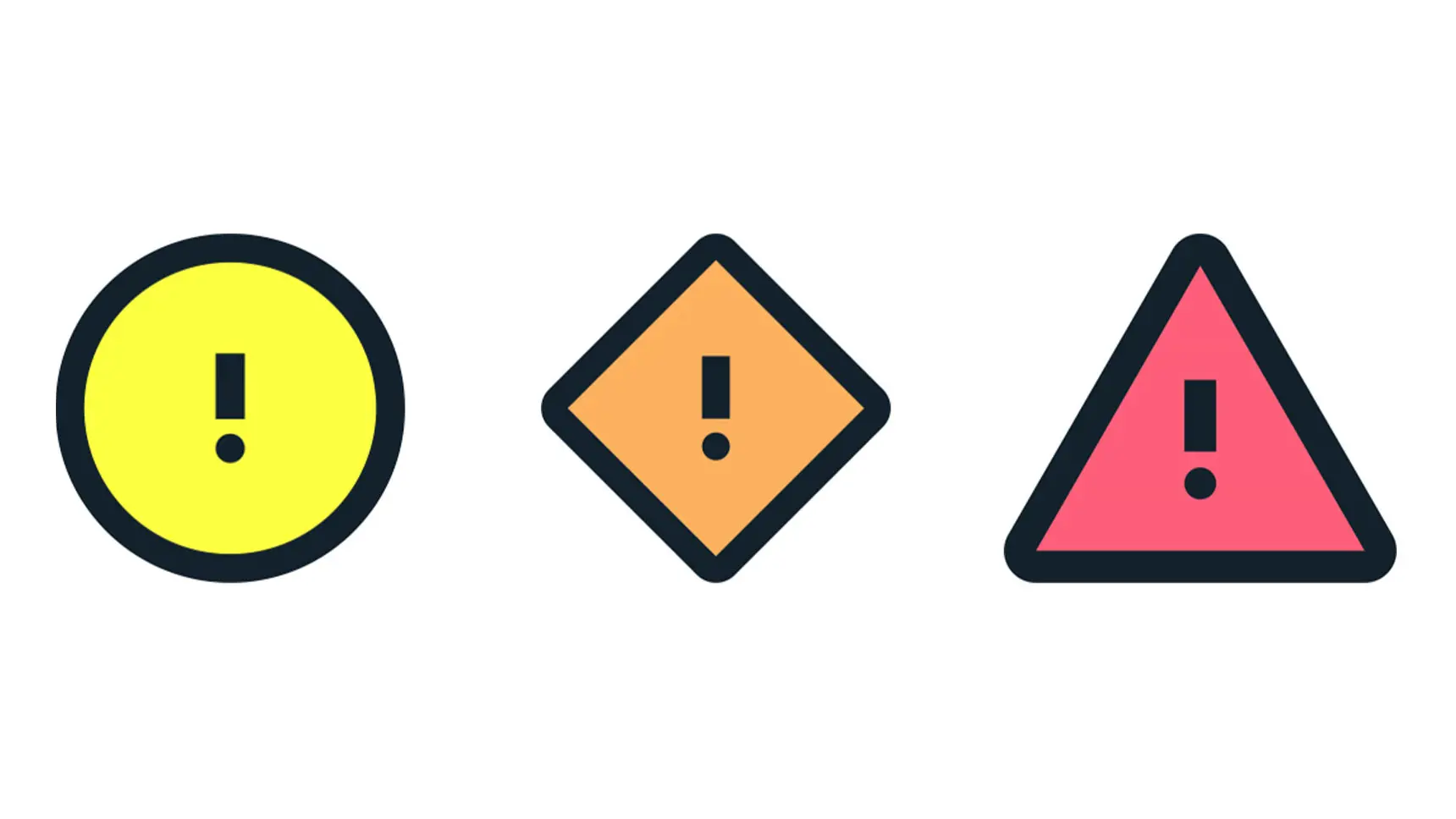 The Swedish Meteorological Institute's symbols for different levels of weather warnings
